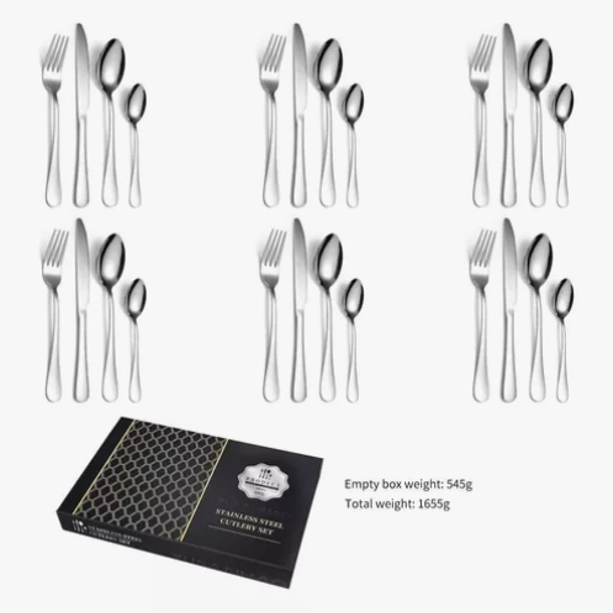 STAINLESS STEEL - Juego de cubiertos set 24 piezas acero inoxidable plateado