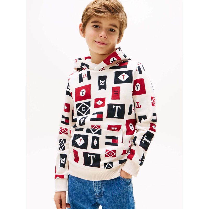 TOMMY HILFIGER - Buzo Blanco Niño Con Capota Y Diseño Aop Tommy Hilfiger