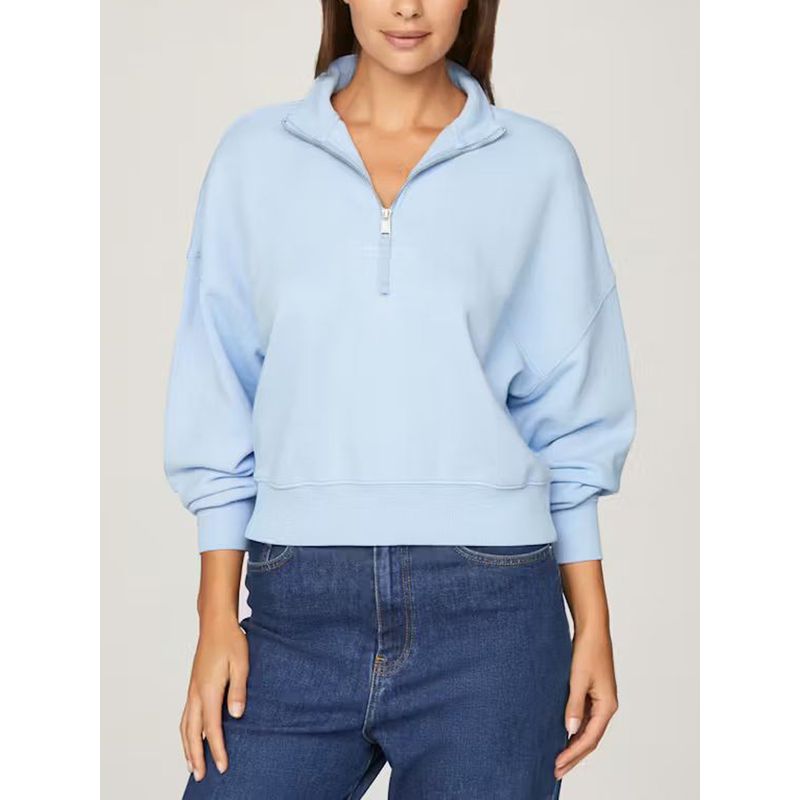 TOMMY HILFIGER - Saco celeste de corte amplio con media cremallera Tommy Hilfiger