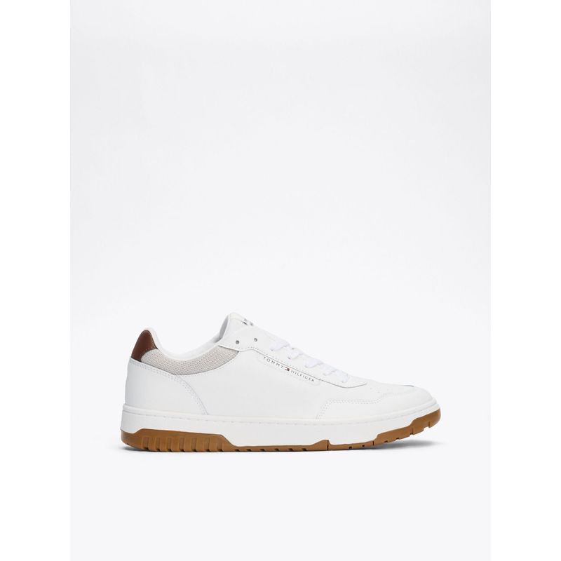TOMMY HILFIGER - Tenis blanco de baloncesto con texturas mixtas Tommy Hilfiger