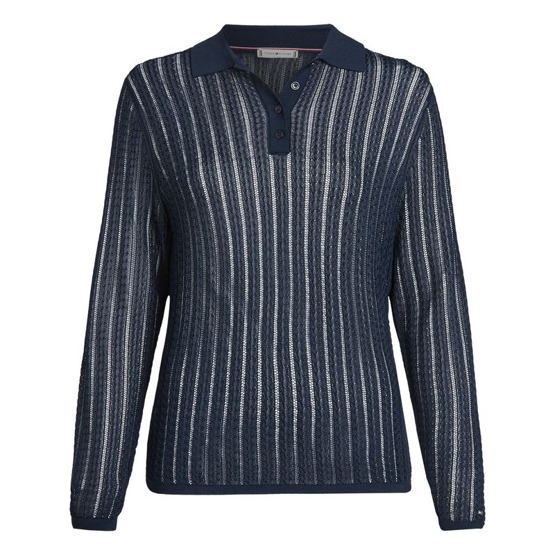 TOMMY HILFIGER - Saco azul rayon cable tipo polo Tommy Hilfiger