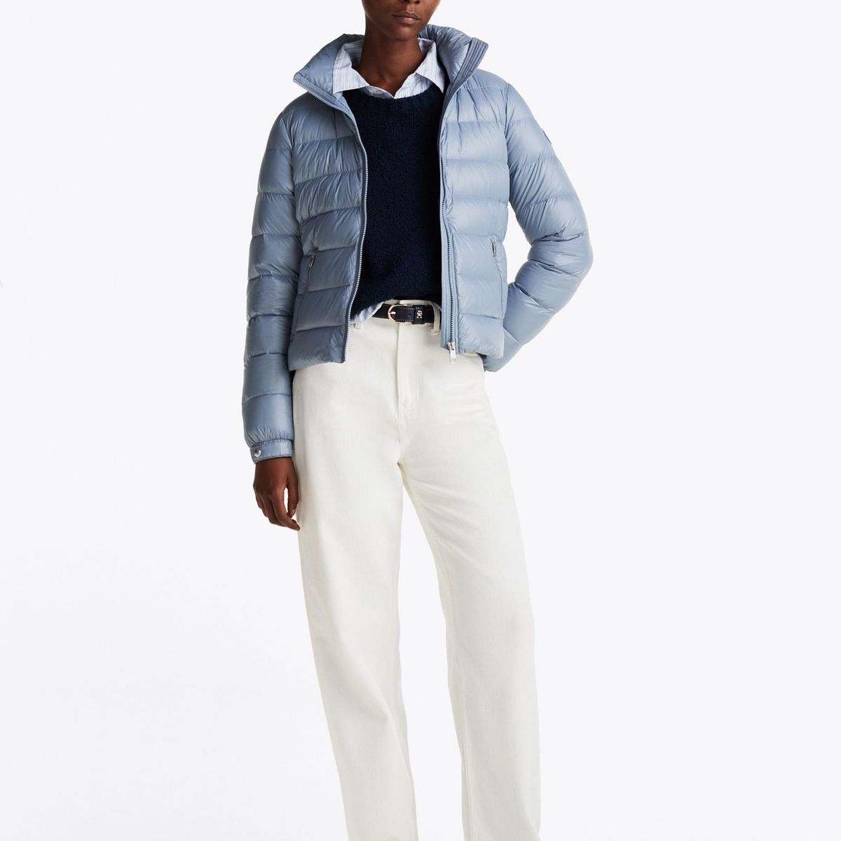 TOMMY HILFIGER - Rompe celeste viento acolchada brillante de plumón Tommy Hilfiger