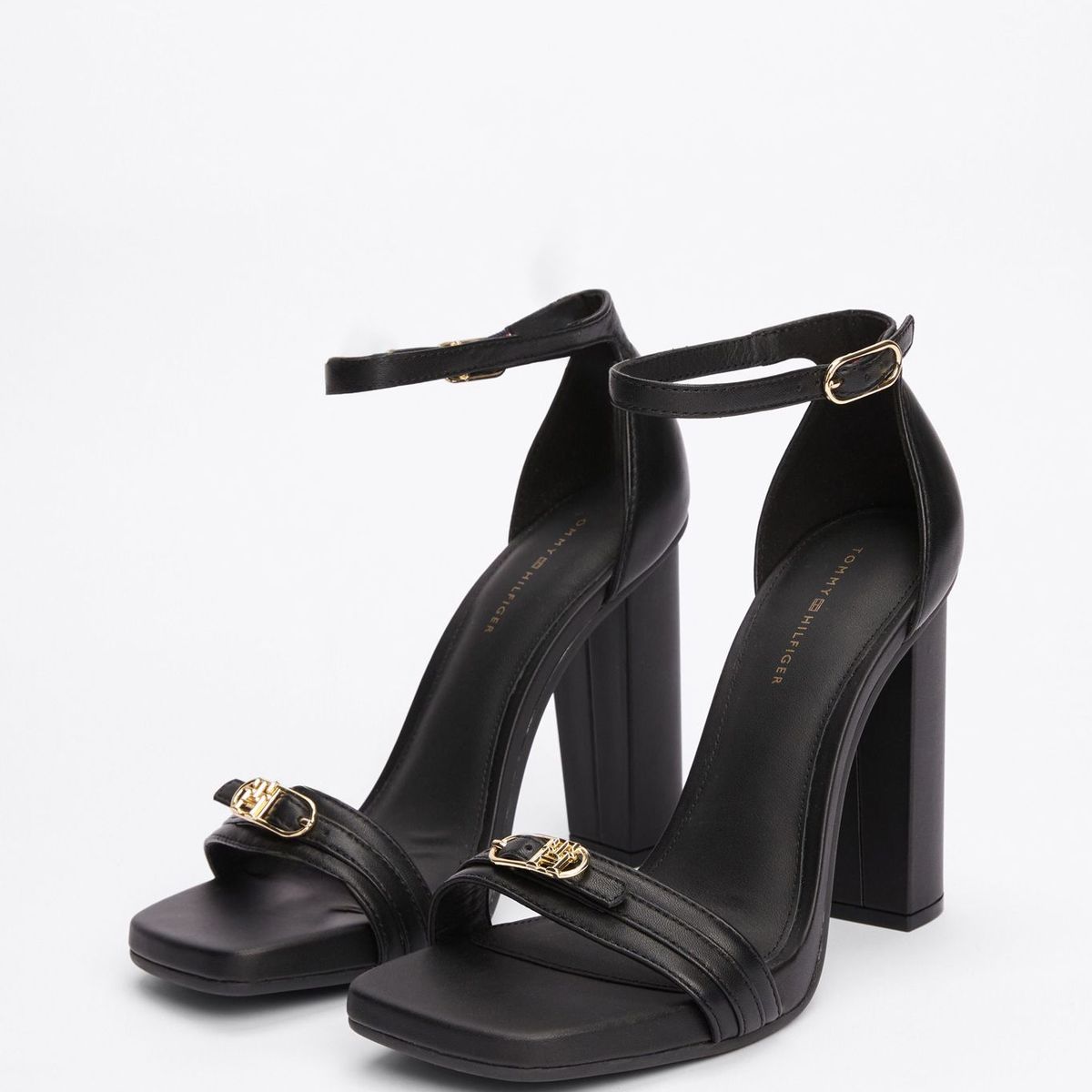 TOMMY HILFIGER - Sandalias negro de cuero con tira y tacón alto Tommy Hilfiger