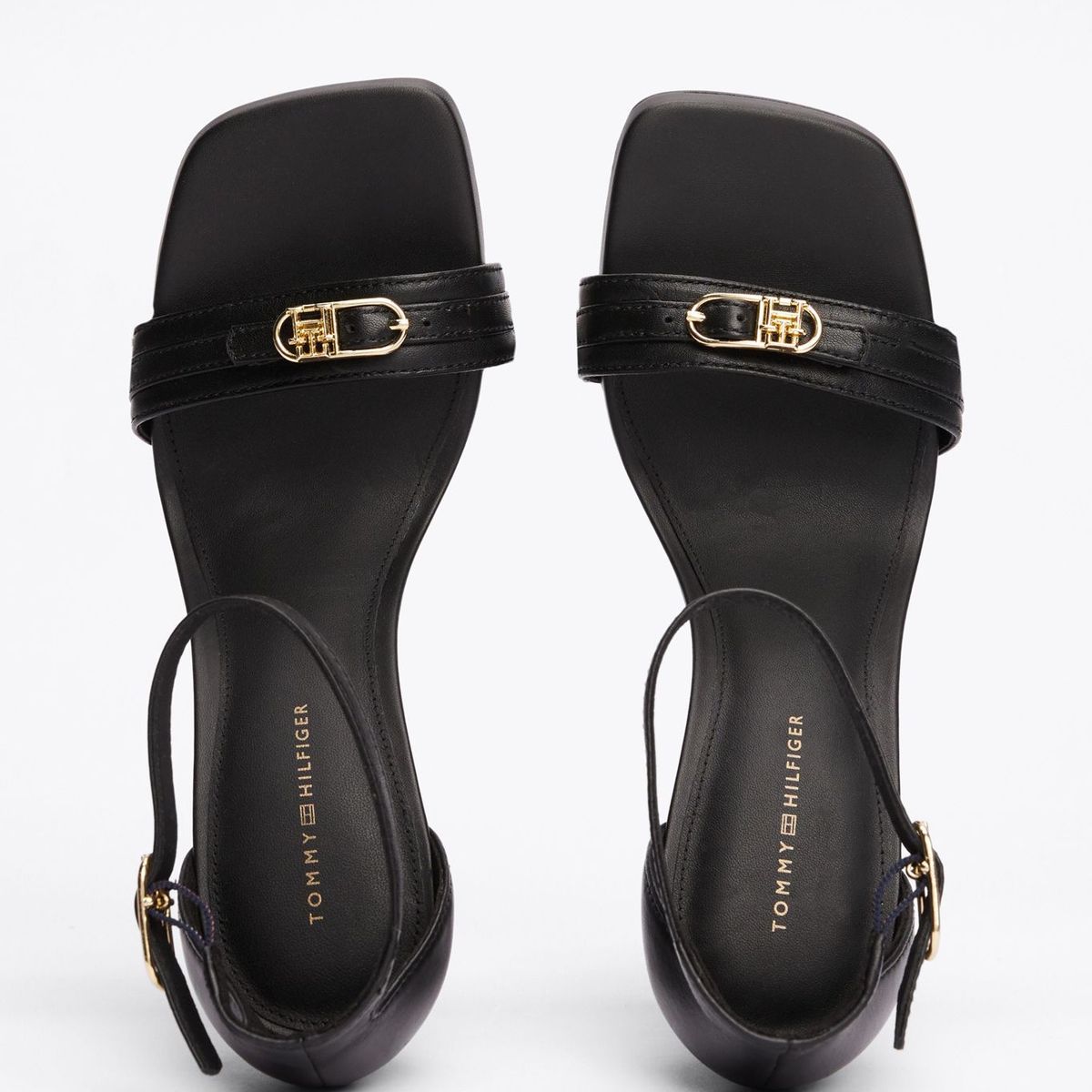 TOMMY HILFIGER - Sandalias negro de cuero con tira y tacón alto Tommy Hilfiger