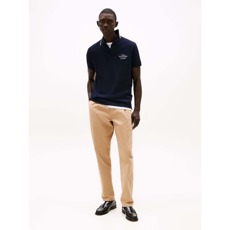 TOMMY HILFIGER - Polo azul de corte regular con logo gráfico Tommy Hilfiger