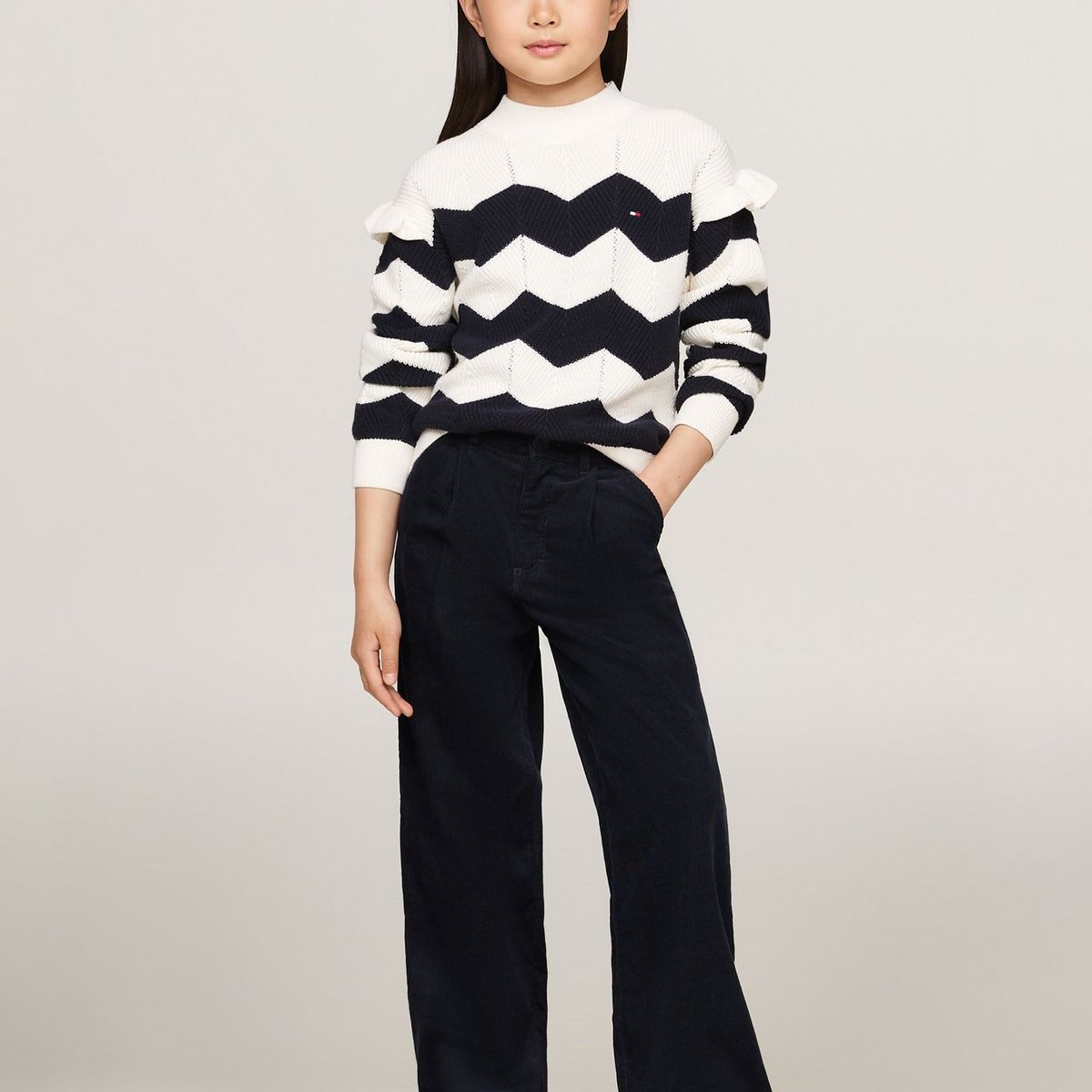 TOMMY HILFIGER - Saco Niña Tejido De Rayas Con Logo Tommy Hilfiger