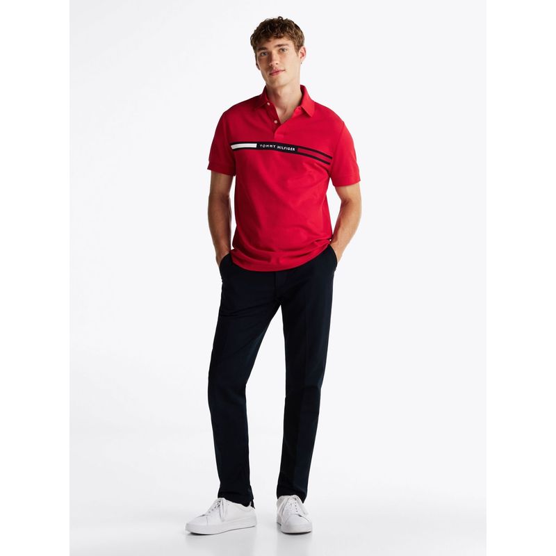 TOMMY HILFIGER - Polo rojo de corte regular con logo en el pecho Tommy Hilfiger