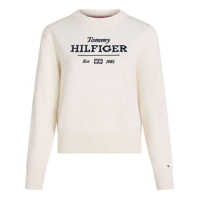 TOMMY HILFIGER - Saco blanco de cuello redondo con logo Tommy Hilfiger