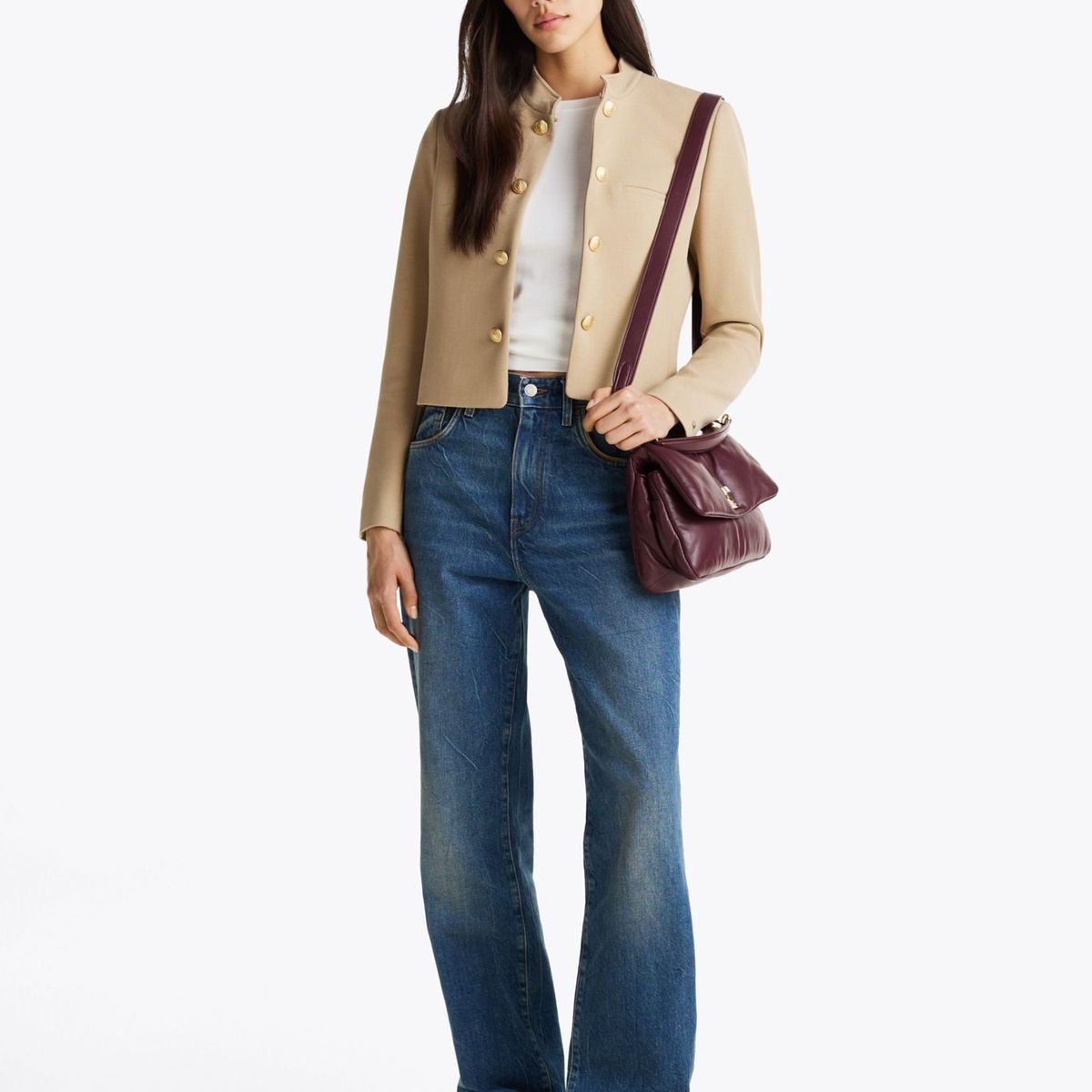 TOMMY HILFIGER - Americana beige de corte slim y cuello mao Tommy Hilfiger