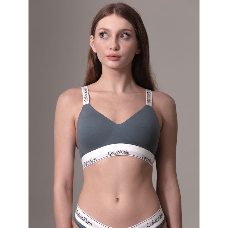 CALVIN KLEIN - Bralette gris con logo distintivo Calvin Klein