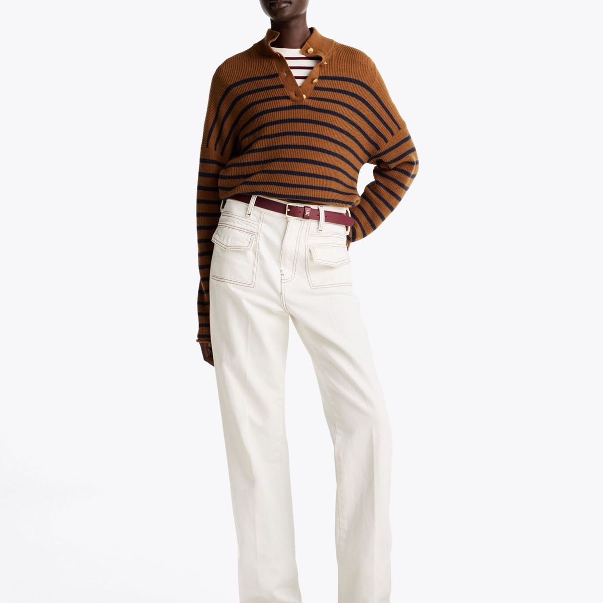 TOMMY HILFIGER - Jeans blanco de talle alto y corte Bootcut con costuras a contraste Tommy Hilfiger