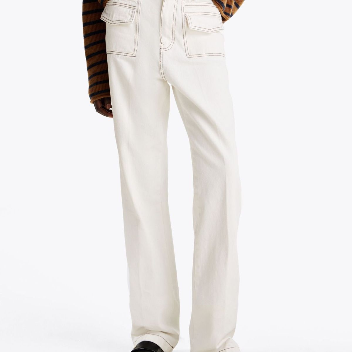 TOMMY HILFIGER - Jeans blanco de talle alto y corte Bootcut con costuras a contraste Tommy Hilfiger