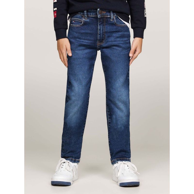 TOMMY HILFIGER - Jeans Azul Niño Rectos Desteñidos Con Lavado Medio Tommy Hilfiger