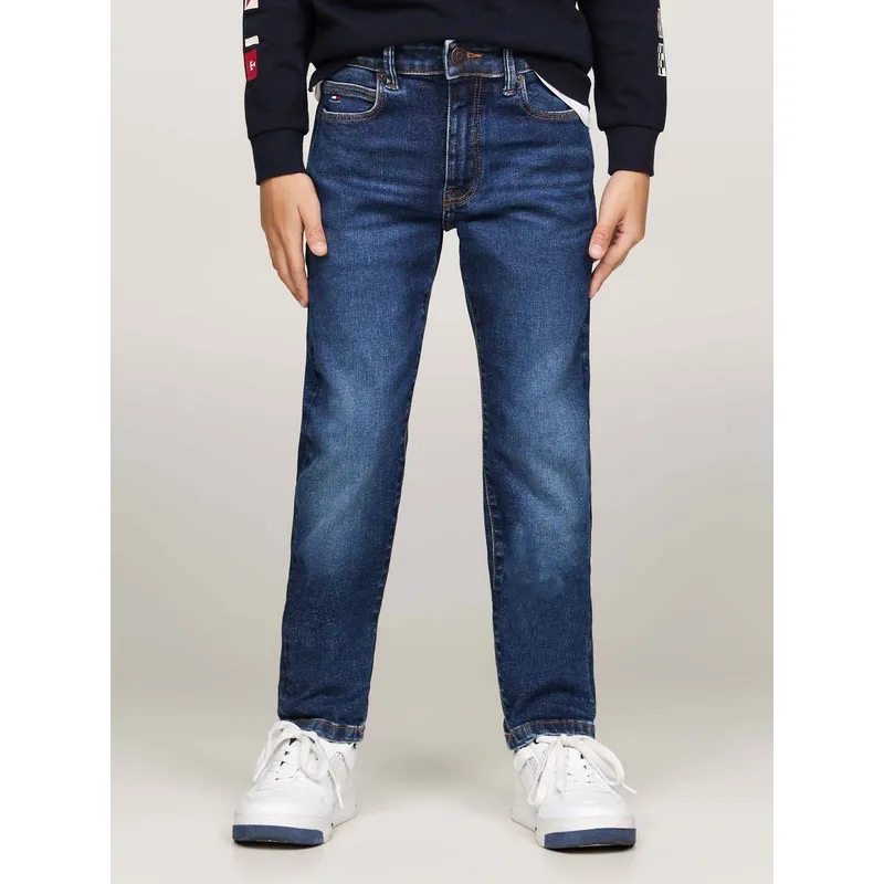 TOMMY HILFIGER - Jeans Azul Niño Rectos Desteñidos Con Lavado Medio Tommy Hilfiger