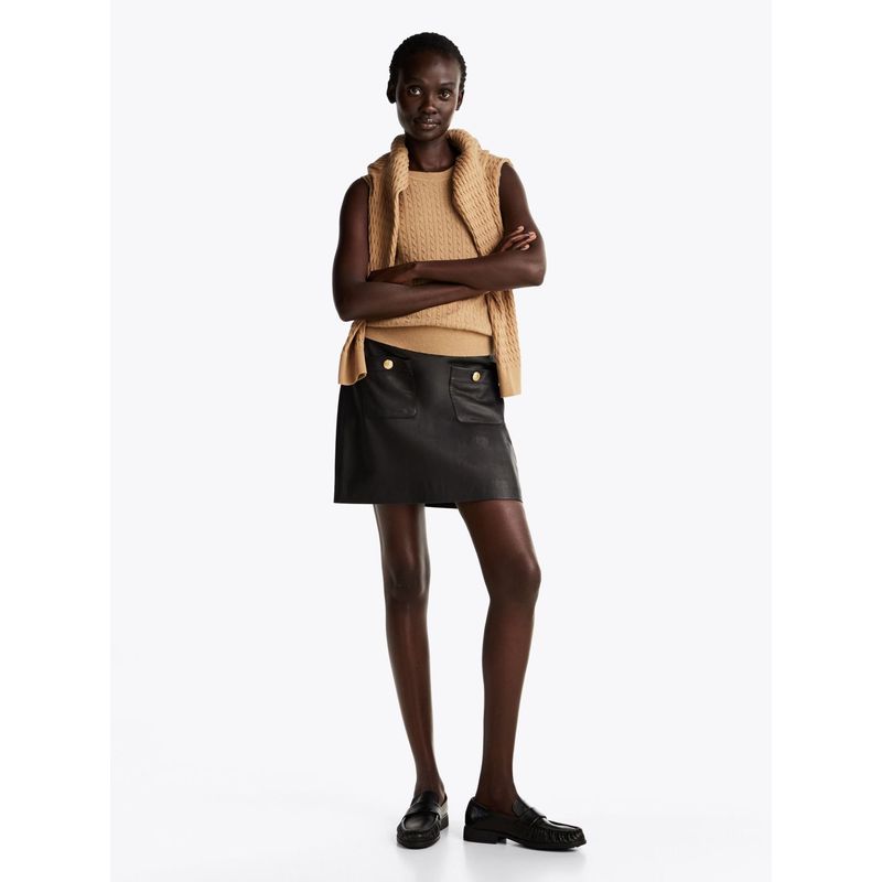 TOMMY HILFIGER - Chaleco beige de punto con corte slim Tommy Hilfiger
