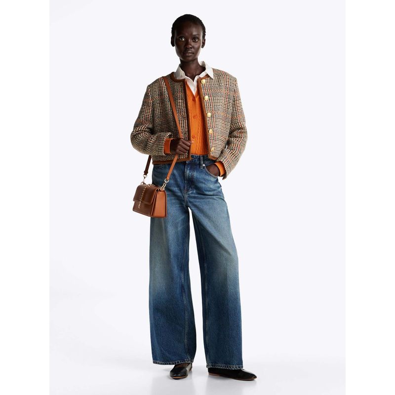 TOMMY HILFIGER - Americana beige holgada de tweed y lana Tommy Hilfiger
