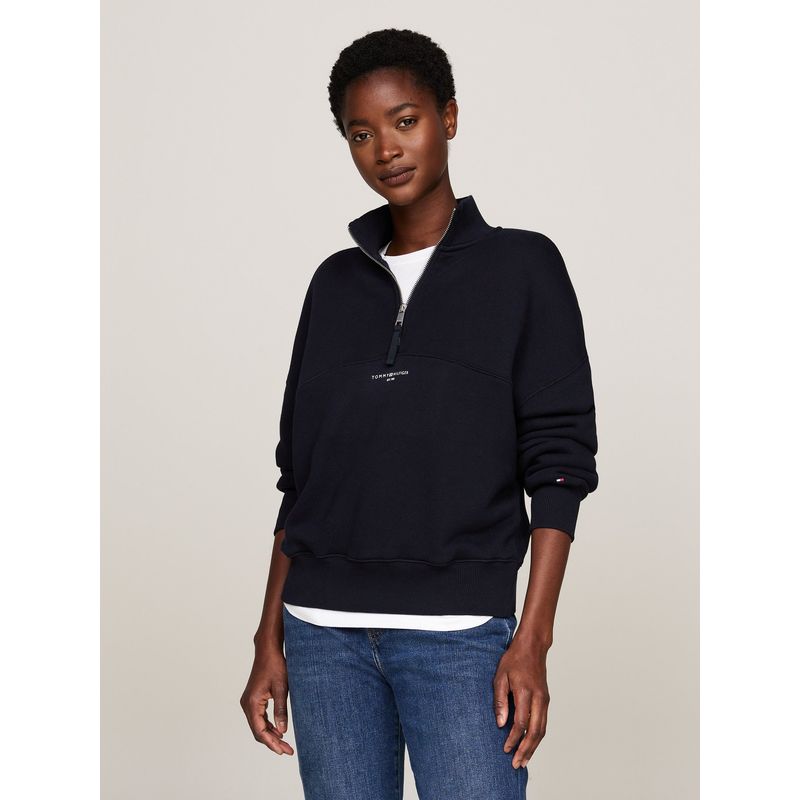 TOMMY HILFIGER - Saco azul de corte amplio con media cremallera Tommy Hilfiger