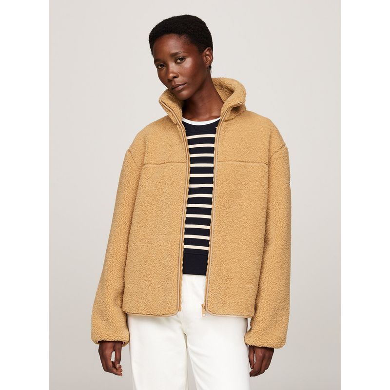 TOMMY HILFIGER - Chaqueta Beige En tejido Polar De Peluche Tommy Hilfiger