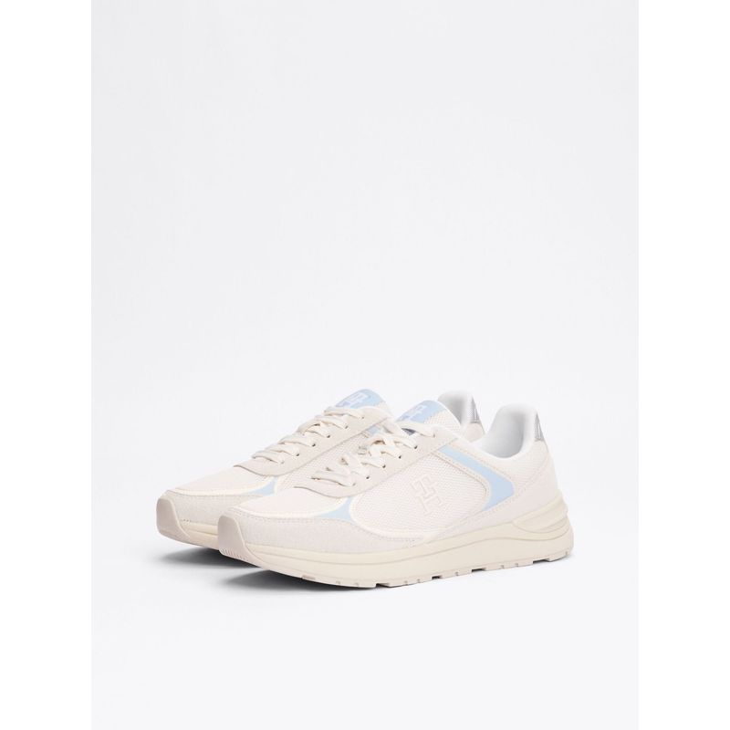 TOMMY HILFIGER - Tenis blanco con mezcla de texturas Tommy Hilfiger