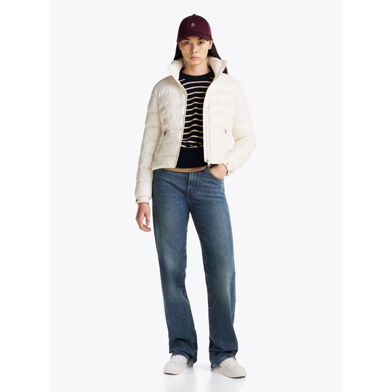TOMMY HILFIGER - Rompe blanco viento acolchada brillante de plumón Tommy Hilfiger