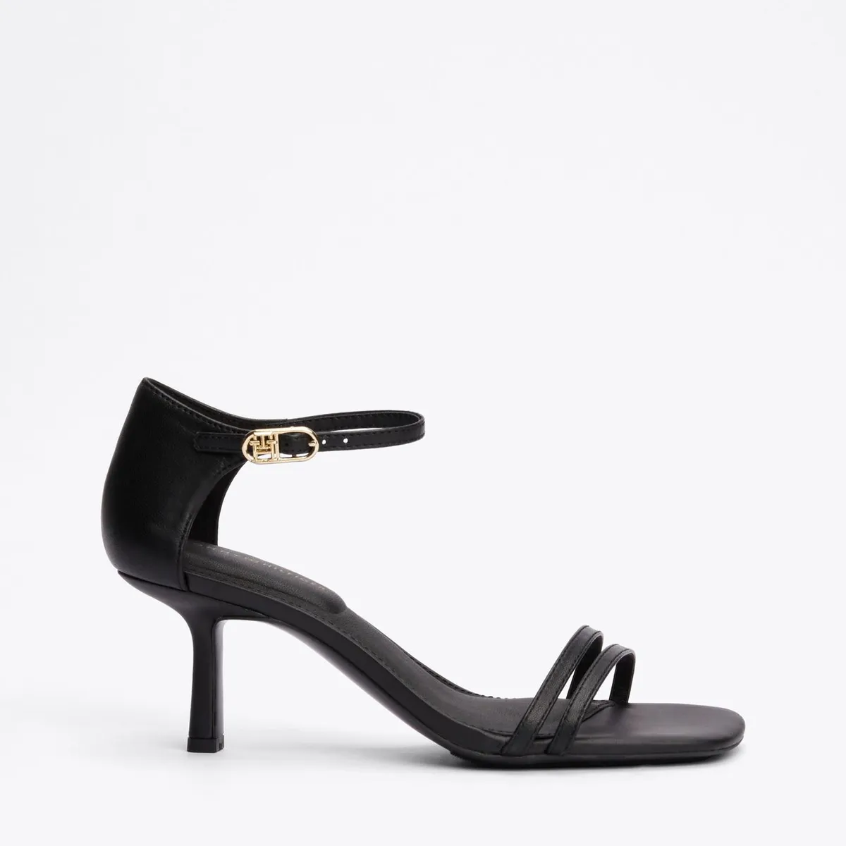TOMMY HILFIGER - Sandalias negro de tacón kitten con monograma TH Tommy Hilfiger
