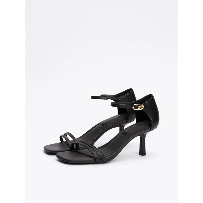 TOMMY HILFIGER - Sandalias negro de tacón kitten con monograma TH Tommy Hilfiger