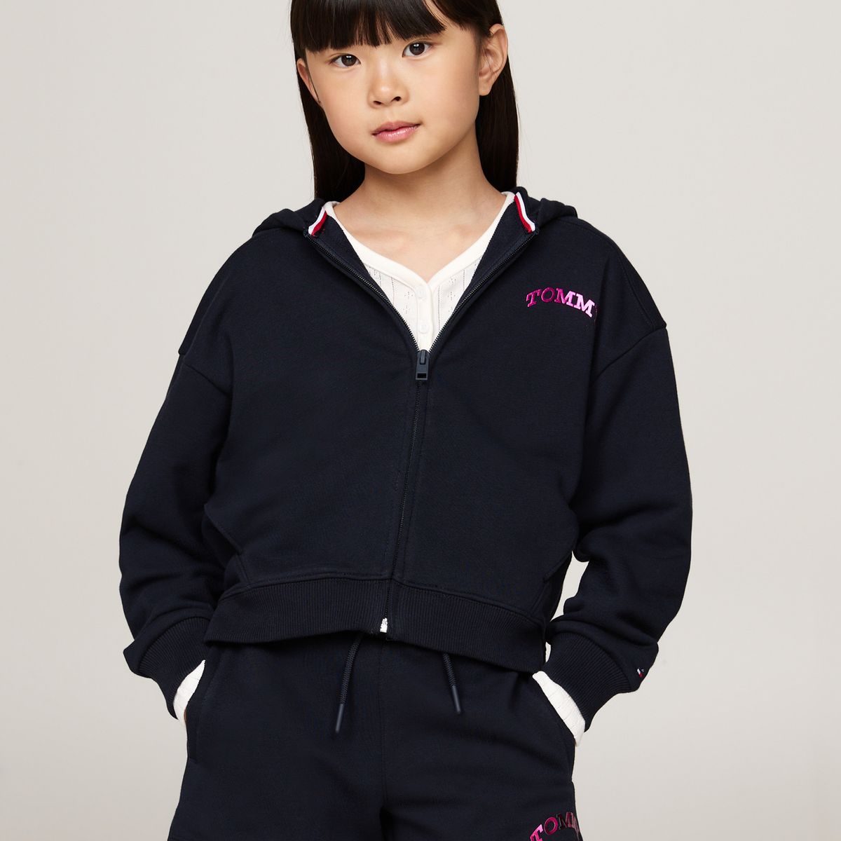 TOMMY HILFIGER - Buzo Azul Niña Con Capota Y Logo En La Espalda Tommy Hilfiger