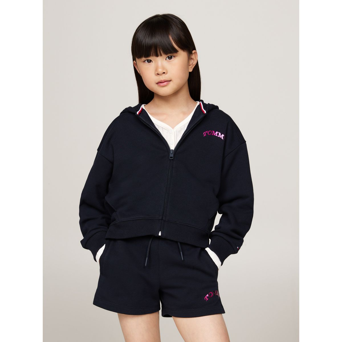 TOMMY HILFIGER - Buzo Azul Niña Con Capota Y Logo En La Espalda Tommy Hilfiger