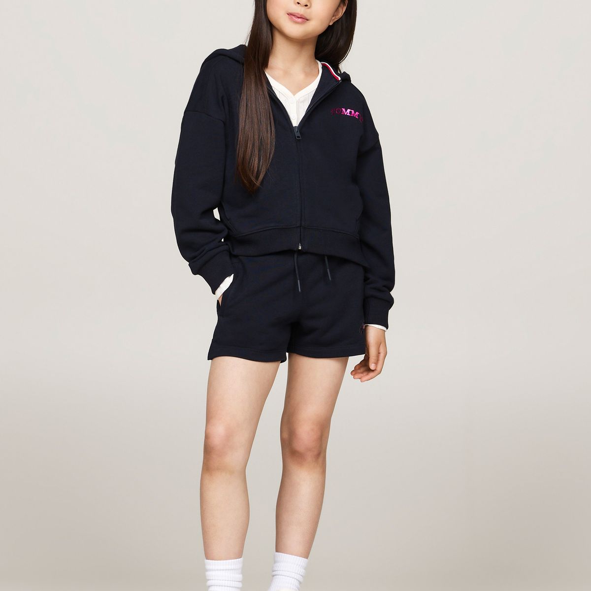 TOMMY HILFIGER - Buzo Azul Niña Con Capota Y Logo En La Espalda Tommy Hilfiger