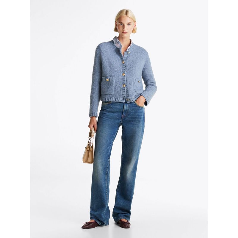TOMMY HILFIGER - Cárdigan celeste texturizado con botones dorados Tommy Hilfiger