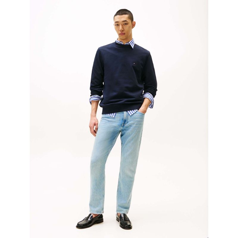 TOMMY HILFIGER - Saco Azul Con Cuello Redondo Y Logo Bordado Tommy Hilfiger