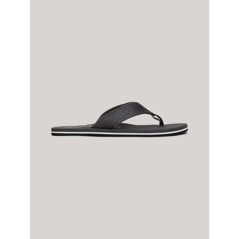 TOMMY HILFIGER - Sandalias negro de tiras trenzadas con logo Tommy Hilfiger