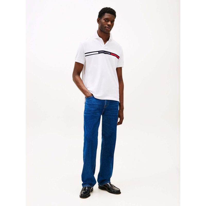 TOMMY HILFIGER - Polo blanco de corte regular con logo en el pecho Tommy Hilfiger
