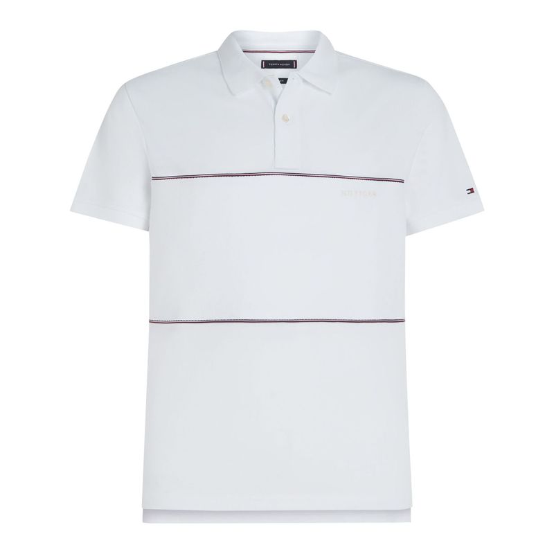 TOMMY HILFIGER - Polo blanco con diseño global stripe de corte regular Tommy Hilfiger