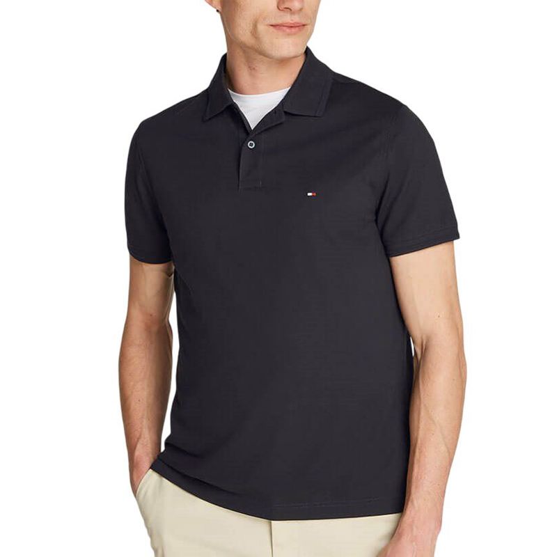 TOMMY HILFIGER - Polo negro oxford de corte regular Tommy Hilfiger