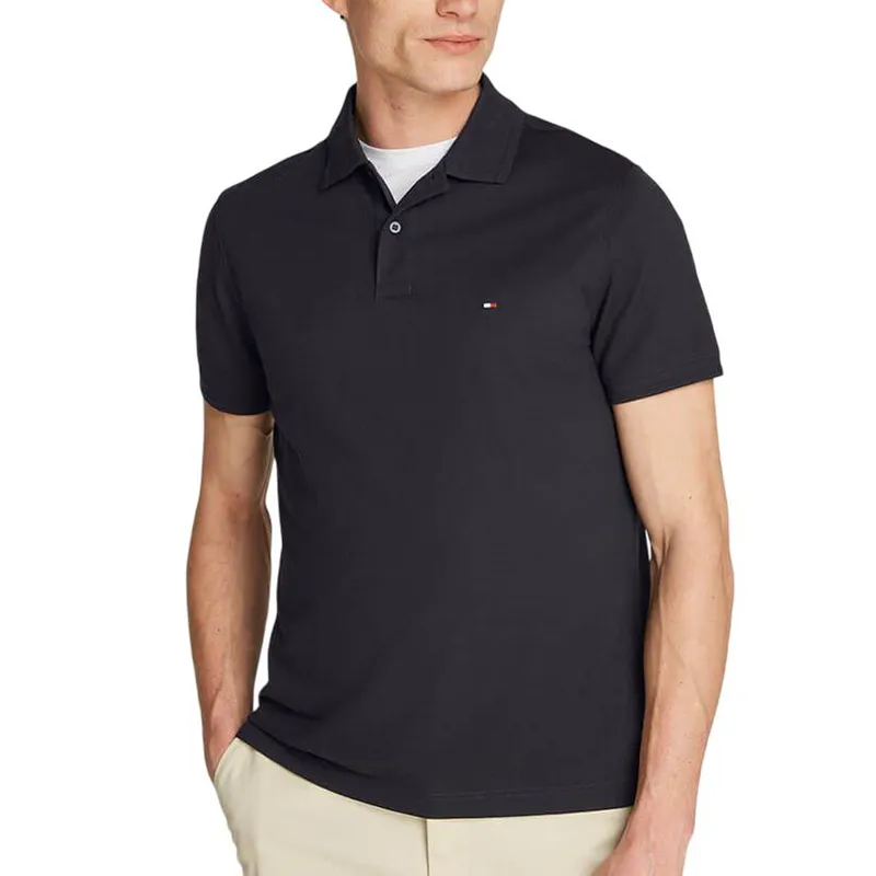 TOMMY HILFIGER - Polo negro oxford de corte regular Tommy Hilfiger