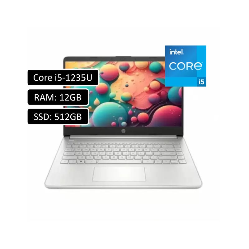 HP - Portatil Hp 14 Intel Core I5 1235u Ram 12gb Ddr4 Ssd 512gb Pantalla 14″ Hd