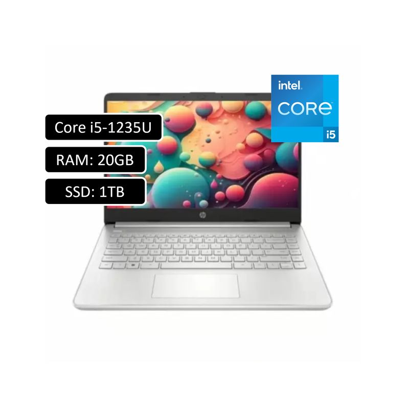 HP - Portatil Hp 14 Intel Core I5 1235u Ram 20gb Ddr4 Ssd 1tb Pantalla 14″ Hd