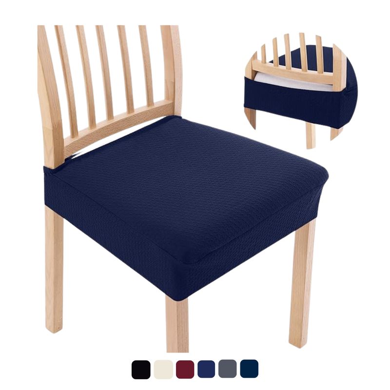 KARYTEX - Funda Protector Silla Comedor Elástico Sentadero Azul Oscuro x4 Puestos