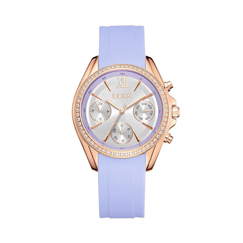 LOIX - Reloj mujer LA1135-1 lila con oro rosa tablero plateado
