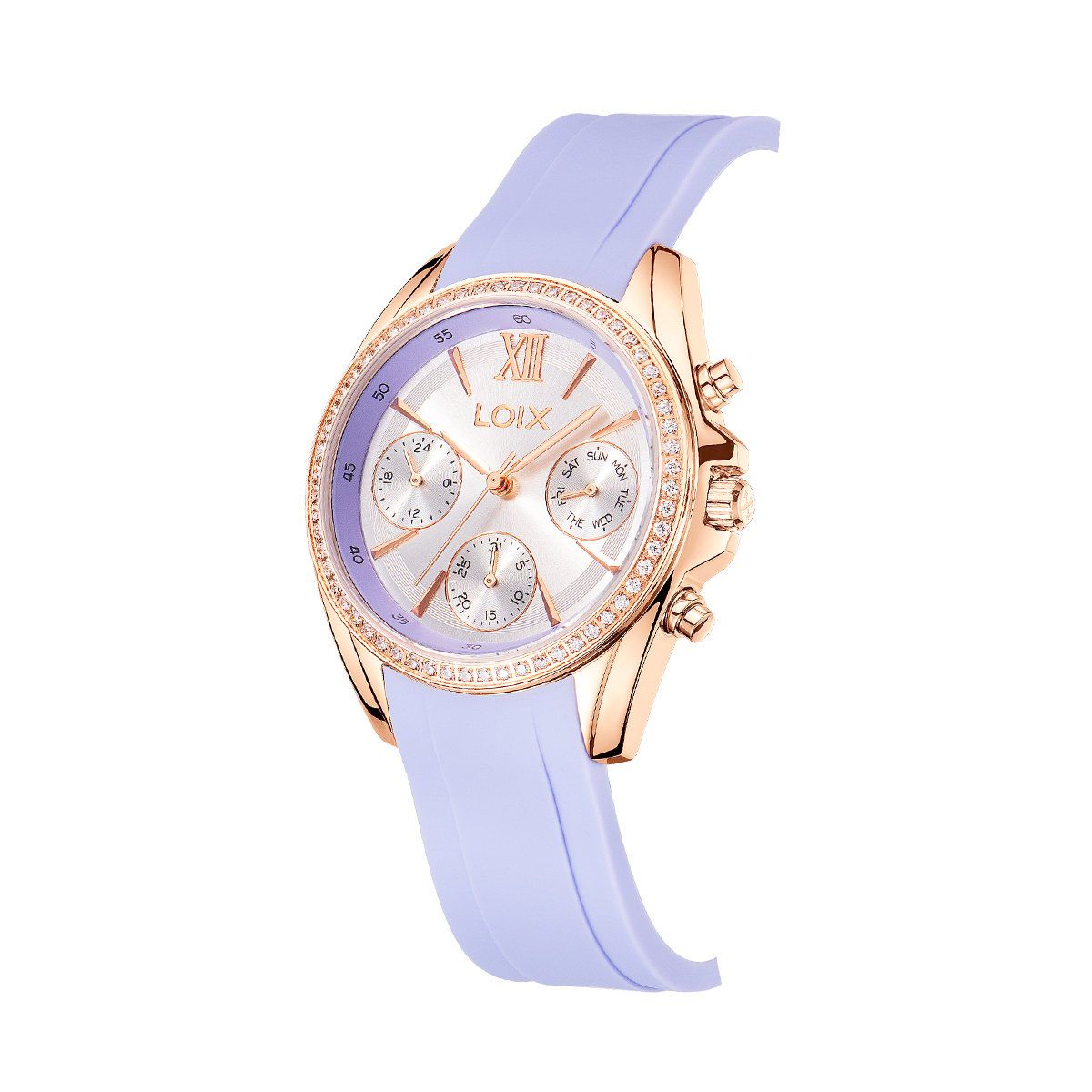LOIX - Reloj mujer LA1135-1 lila con oro rosa tablero plateado