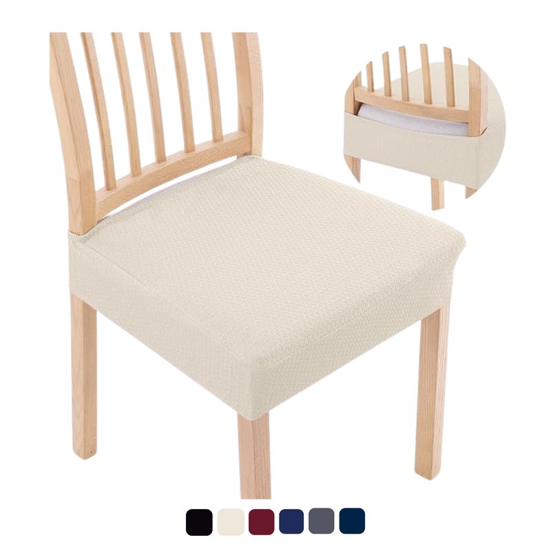 KARYTEX - Funda Protector Silla Comedor Elástico Sentadero Marfil x6 Puestos