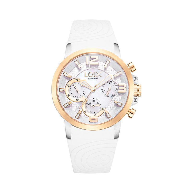 LOIX - Reloj  Mujer LA1138-3 Blanco con dorado, tablero blanco