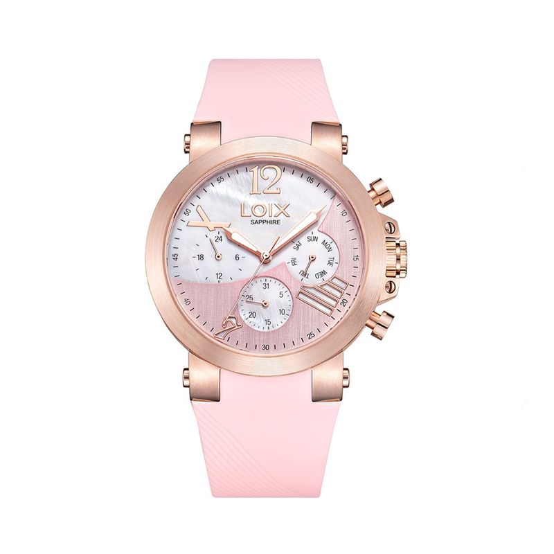 LOIX - Reloj mujer LA1140-2 Rosado con oro rosa tablero rosado y blanco