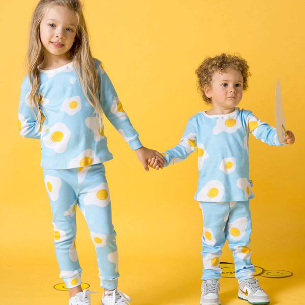 DOSOJOS - Pijama unisex en algodón peruano para niños - estampado huevos