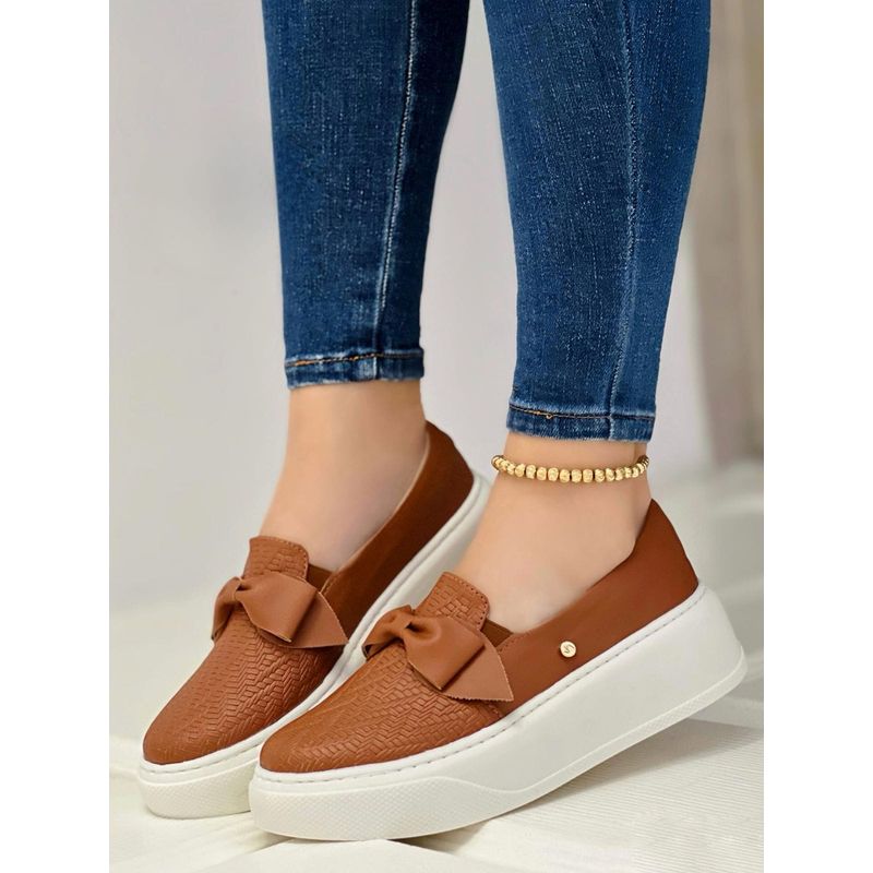 GENERICO - Tenis Mujer Plataforma Calzado Corbata Dama Cosidos-Miel