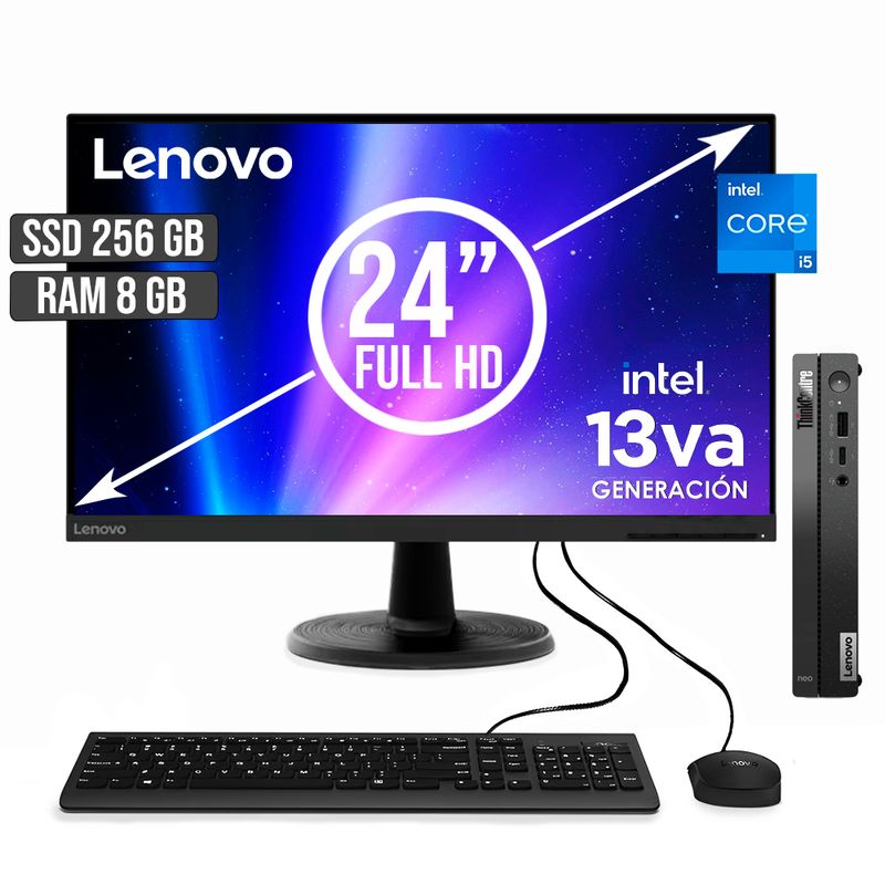 LENOVO - COMPUTADOR LENOVO THINKCENTRE TINY INTEL CORE I5-13420H SSD 256GB RAM 8GB LED24