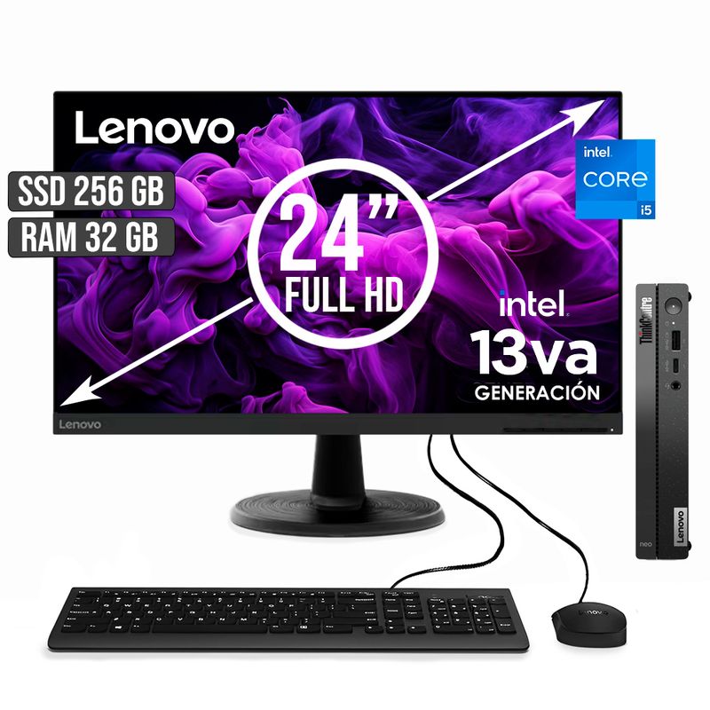 LENOVO - COMPUTADOR LENOVO THINKCENTRE TINY INTEL CORE I5-13420H SSD 256GB RAM 32GB LED24