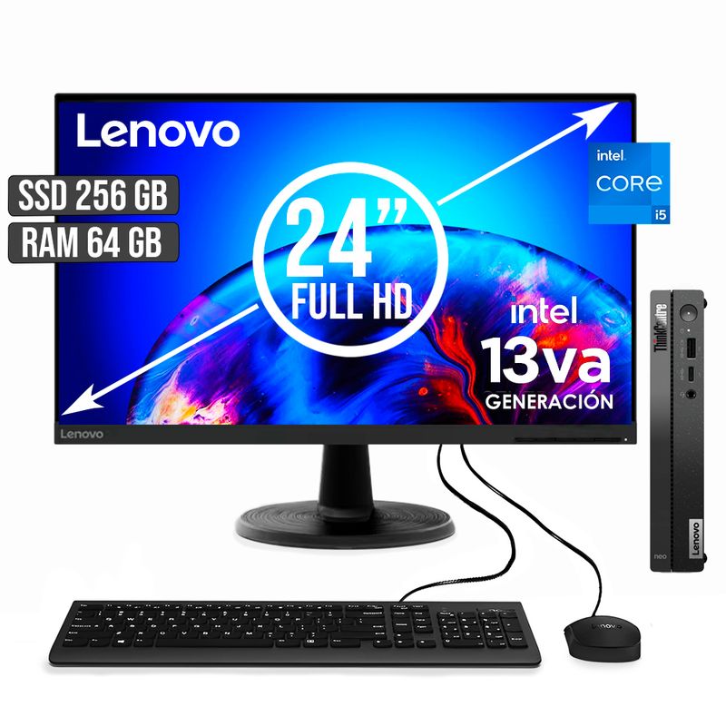 LENOVO - COMPUTADOR LENOVO THINKCENTRE TINY INTEL CORE I5-13420H SSD 256GB RAM 64GB LED24