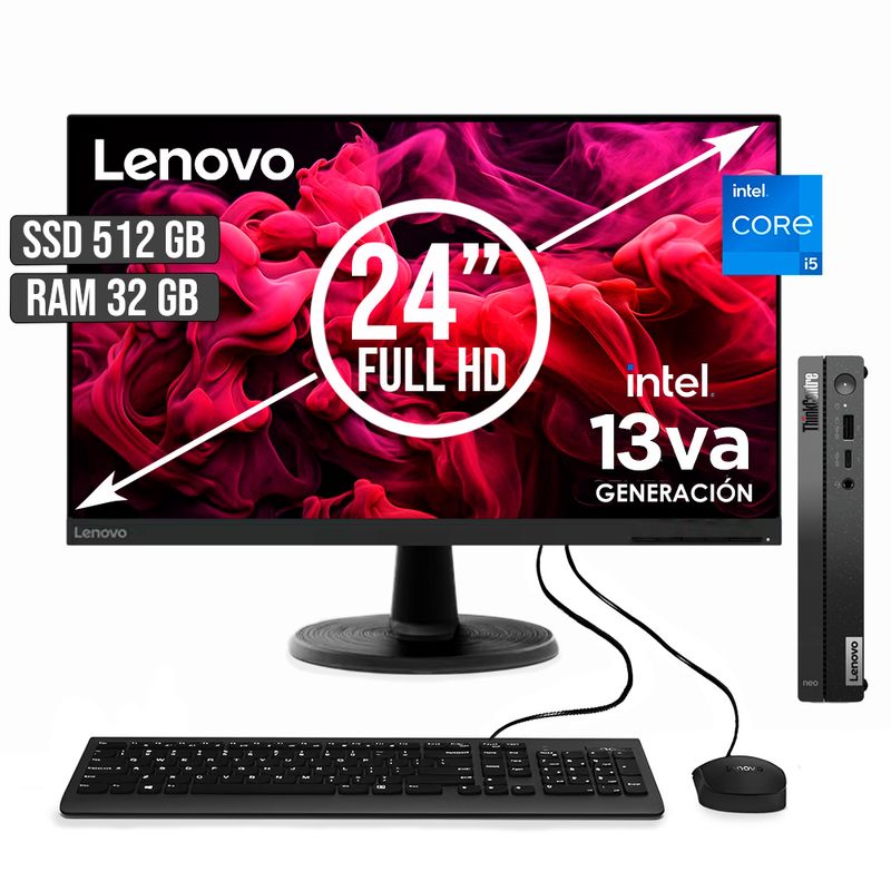 LENOVO - COMPUTADOR LENOVO THINKCENTRE TINY INTEL CORE I5-13420H SSD 512GB RAM 32GB LED24
